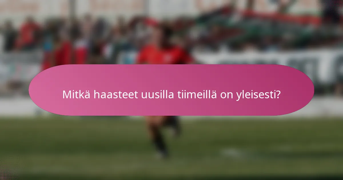 Mitkä haasteet uusilla tiimeillä on yleisesti?