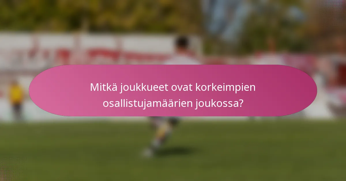 Mitkä joukkueet ovat korkeimpien osallistujamäärien joukossa?